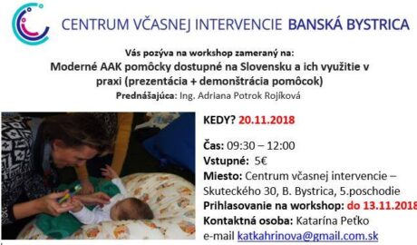 Pozvánka na Workshop „Moderné AAK pomôcky dostupné na Slovensku“ – utorok 20.11....